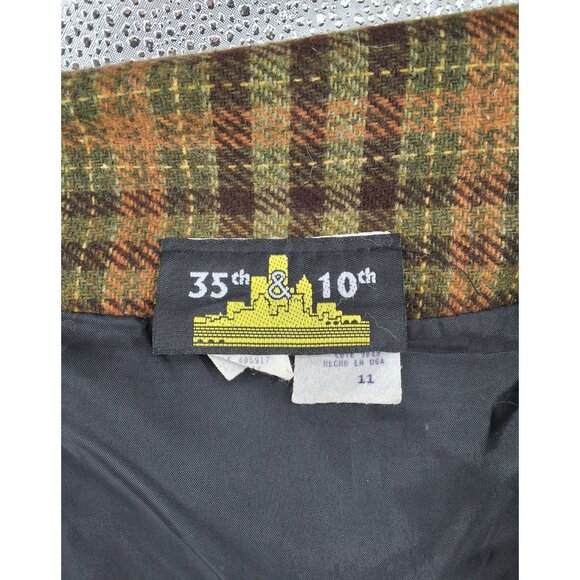 Vintage Wool Blend Plaid Mini Skirt Wrap Style 11 - Picture 3 of 7